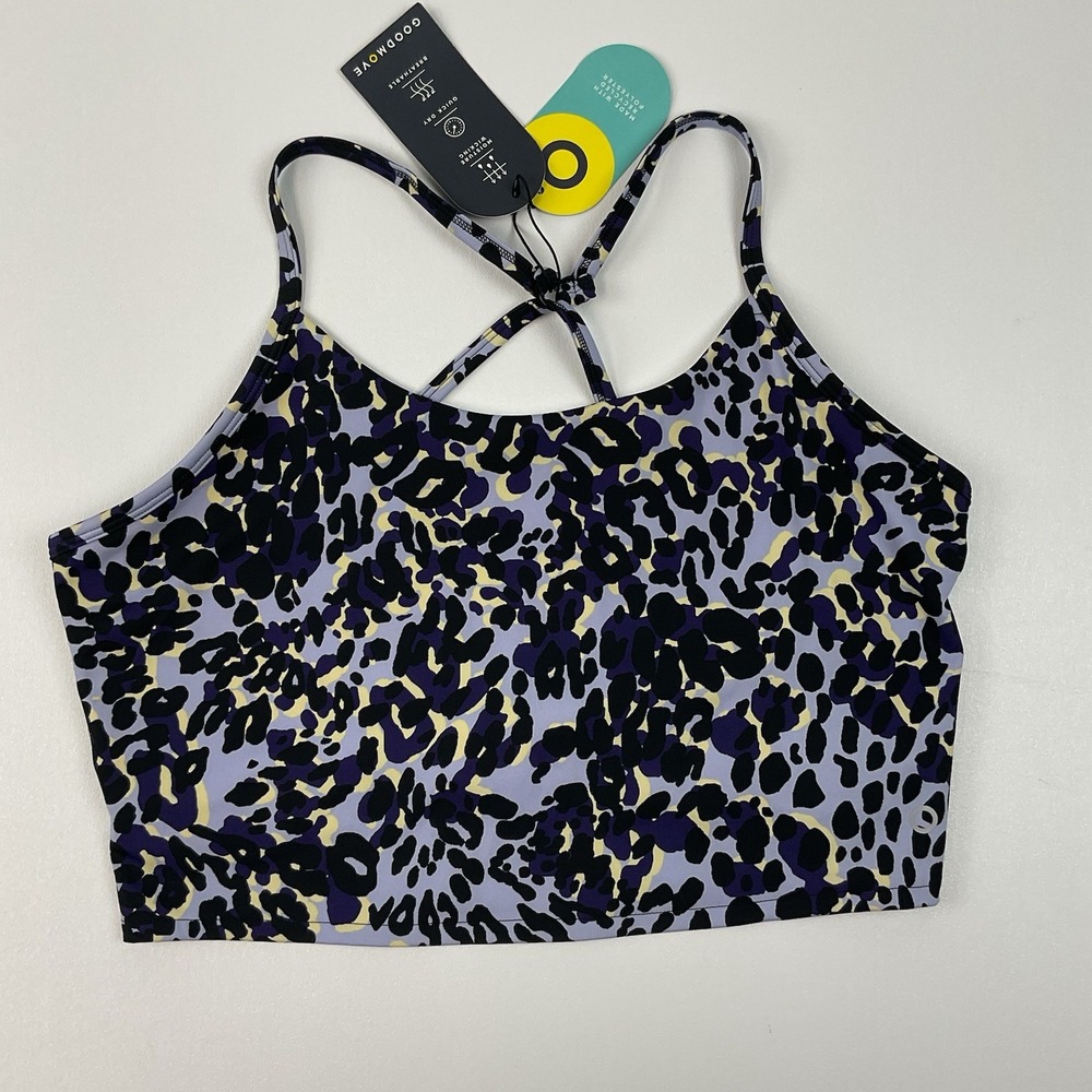 Good Move Sports Bra Size 14 Yellow Purple Leopard Print Activewear‎ NWT Bold